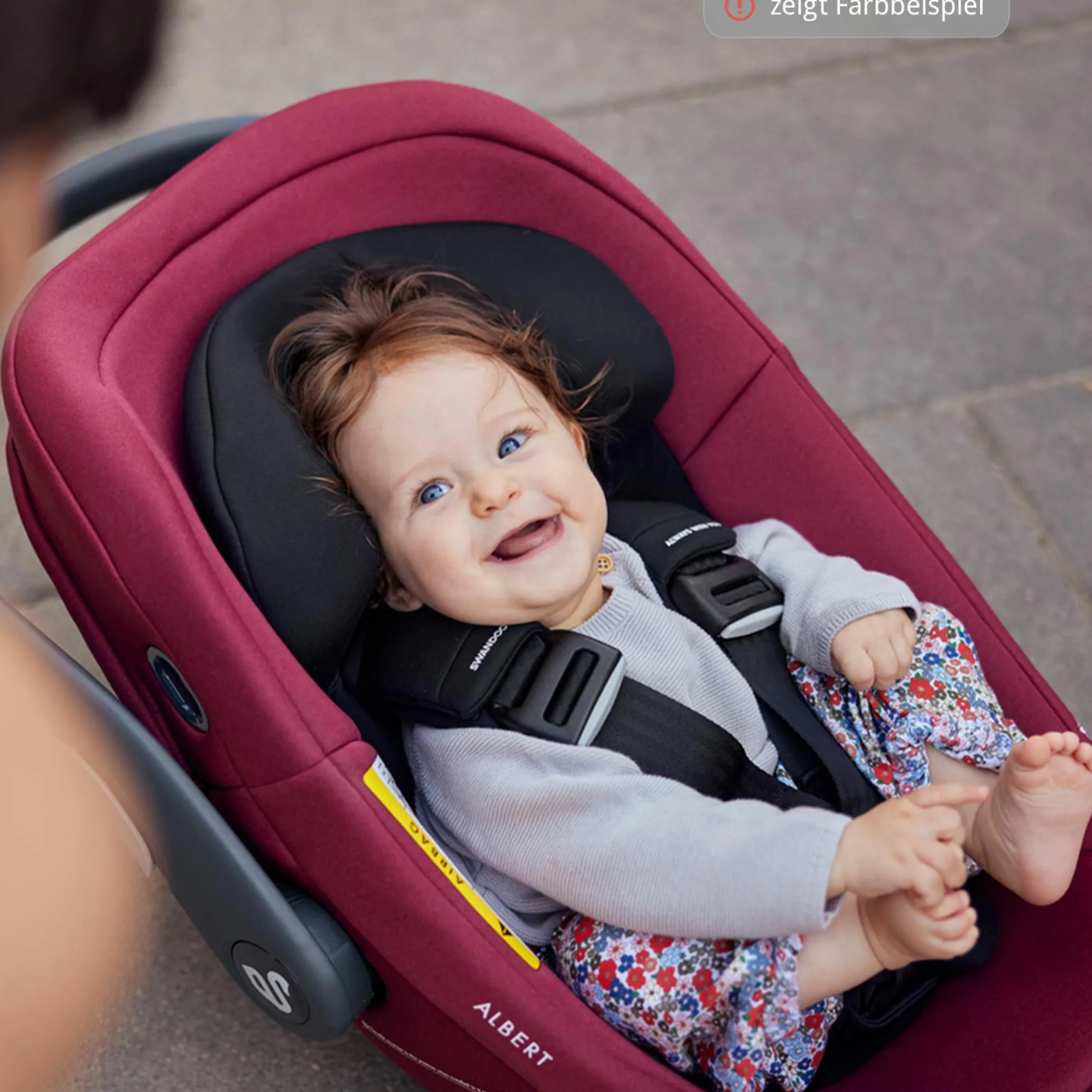 Babyschale Albert i-Size 1.2 ab Geburt - 18 Monate (40 cm - 85 cm, bis 13 kg) inkl. Neugeboreneneinlage, Sonnenverdeck & verstellbare Kopfstütze - Blueberry