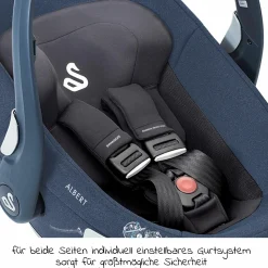 Babyschale Albert i-Size 1.2 ab Geburt - 18 Monate (40 cm - 85 cm, bis 13 kg) inkl. Neugeboreneneinlage, Sonnenverdeck & verstellbare Kopfstütze - Blueberry