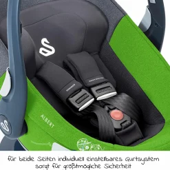 Babyschale Albert i-Size 1.2 ab Geburt - 18 Monate (40 cm - 85 cm, bis 13 kg) inkl. Neugeboreneneinlage, Sonnenverdeck & verstellbare Kopfstütze - Lime Sesame Grey