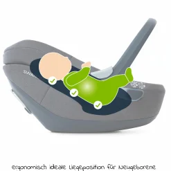 Babyschale Albert i-Size 1.2 ab Geburt - 18 Monate (40 cm - 85 cm, bis 13 kg) inkl. Neugeboreneneinlage, Sonnenverdeck & verstellbare Kopfstütze - Chia Black