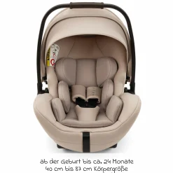 Babyschale ARRA flex i-Size ab Geburt bis 13 kg (40 cm - 87 cm) Liegeposition 157° inkl. Sitzverkleinerer & Sonnenverdeck nur 3,9 kg - Biscotti