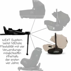 Babyschale ARRA flex i-Size ab Geburt bis 13 kg (40 cm - 87 cm) Liegeposition 157° inkl. Sitzverkleinerer & Sonnenverdeck nur 3,9 kg - Biscotti