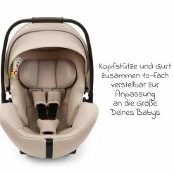 Babyschale ARRA flex i-Size ab Geburt bis 13 kg (40 cm - 87 cm) Liegeposition 157° inkl. Sitzverkleinerer & Sonnenverdeck nur 3,9 kg - Biscotti