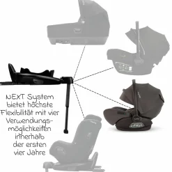 Babyschale ARRA flex i-Size ab Geburt bis 13 kg (40 cm - 87 cm) Liegeposition 157° inkl. Sitzverkleinerer & Sonnenverdeck nur 3,9 kg - Thunder
