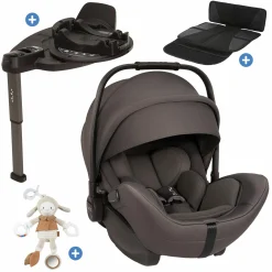 Babyschale ARRA flex i-Size inkl. Base Curv ab Geburt bis 13 kg (40 cm - 87 cm) Liegeposition 157° , Sitzverkleinerer, Sonnenverdeck, Polsterschutz, Spieltier - Thunder
