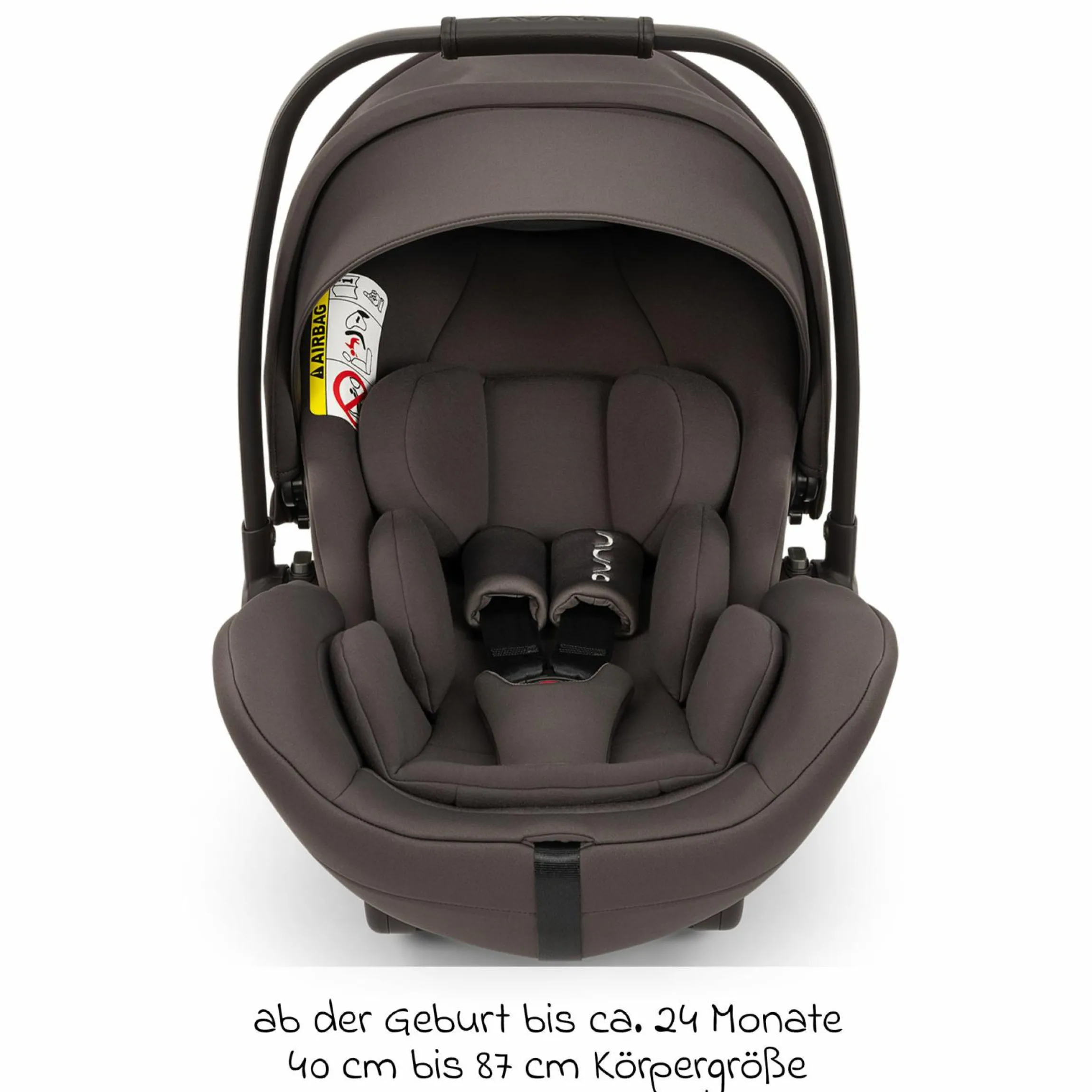 Babyschale ARRA flex i-Size inkl. Base Curv ab Geburt bis 13 kg (40 cm - 87 cm) Liegeposition 157° , Sitzverkleinerer, Sonnenverdeck, Polsterschutz, Spieltier - Thunder