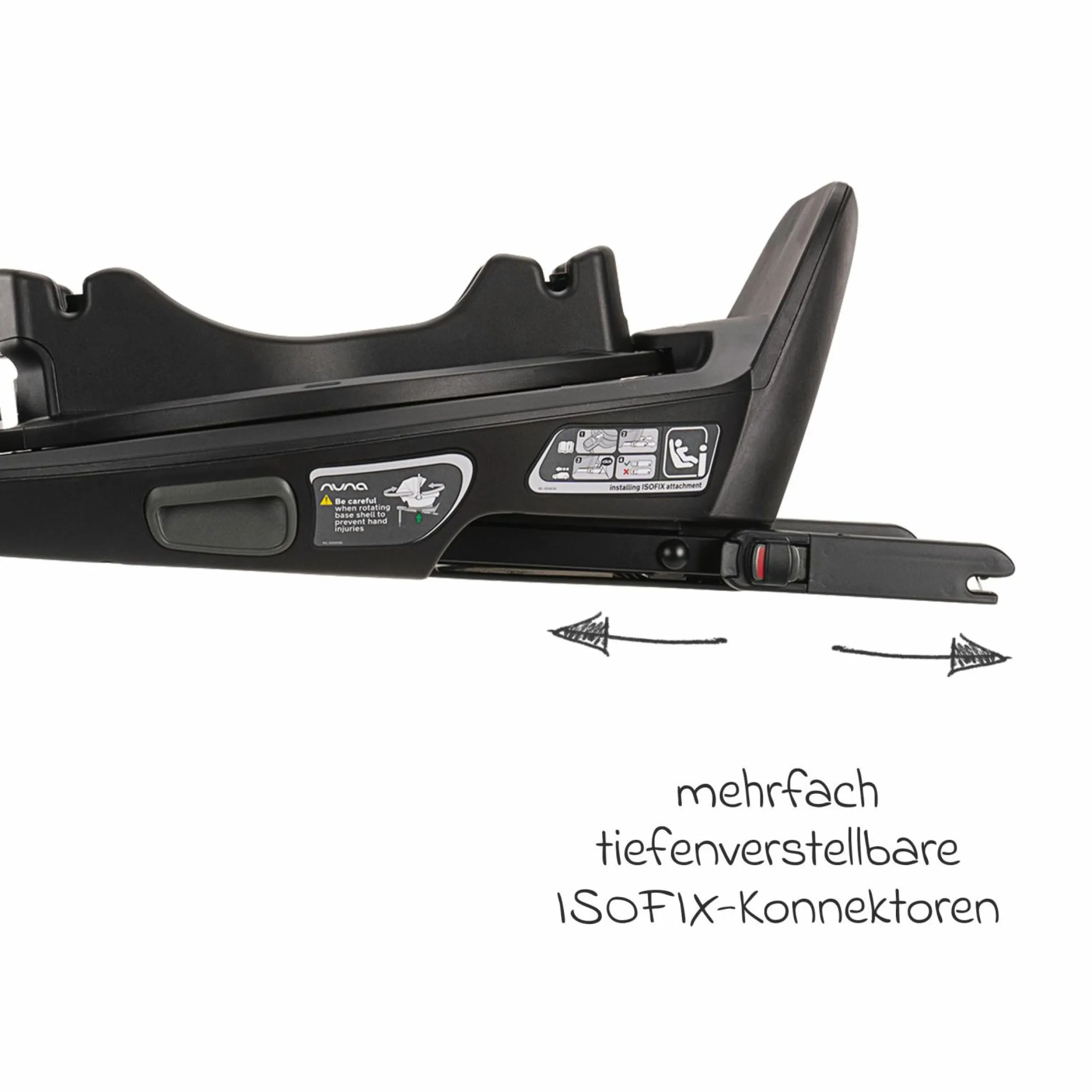 Babyschale ARRA flex i-Size inkl. Base Curv ab Geburt bis 13 kg (40 cm - 87 cm) Liegeposition 157° , Sitzverkleinerer, Sonnenverdeck, Polsterschutz, Spieltier - Thunder