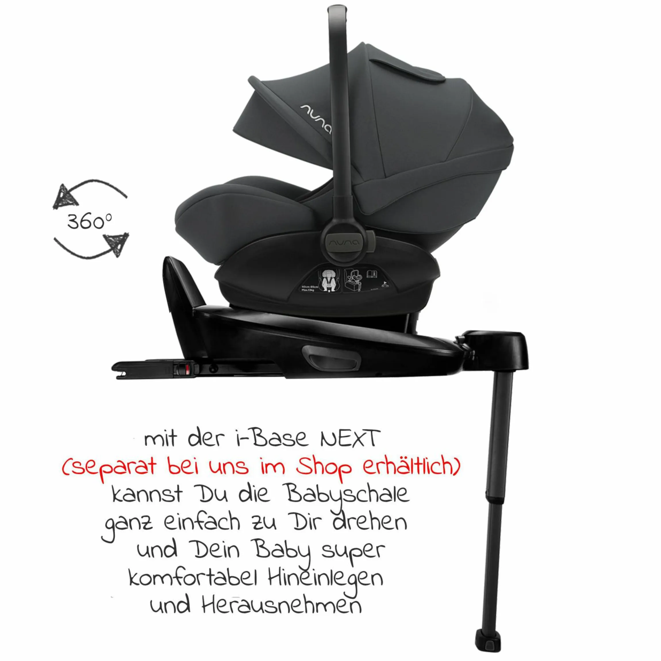 Babyschale ARRA next ab Geburt bis 13 kg (40 cm - 85 cm) inkl. Sitzverkleinerer & Sonnenverdeck nur 3,5 kg - Ocean