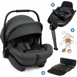 Babyschale ARRA next inkl. Base next ab Geburt bis 13 kg (40 cm - 85 cm) inkl. Sitzverkleinerer, Sonnenverdeck, Polsterschutz, Spieltier nur 3,5 kg - Ocean