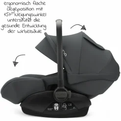 Babyschale ARRA next inkl. Base next ab Geburt bis 13 kg (40 cm - 85 cm) inkl. Sitzverkleinerer, Sonnenverdeck, Polsterschutz, Spieltier nur 3,5 kg - Ocean