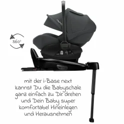 Babyschale ARRA next inkl. Base next ab Geburt bis 13 kg (40 cm - 85 cm) inkl. Sitzverkleinerer, Sonnenverdeck, Polsterschutz, Spieltier nur 3,5 kg - Ocean