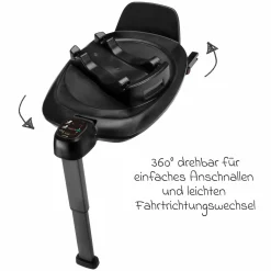 Babyschale ARRA next inkl. Base next ab Geburt bis 13 kg (40 cm - 85 cm) inkl. Sitzverkleinerer, Sonnenverdeck, Polsterschutz, Spieltier nur 3,5 kg - Caviar