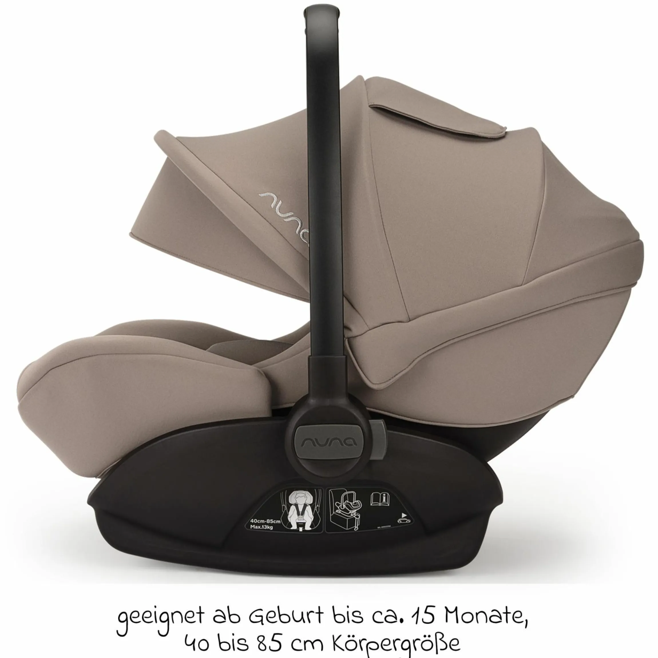 Babyschale ARRA next i-Size ab Geburt bis 13 kg (40 cm - 85 cm) Liegeposition 157° inkl. Sitzverkleinerer & Sonnenverdeck nur 3,5 kg - Cedar