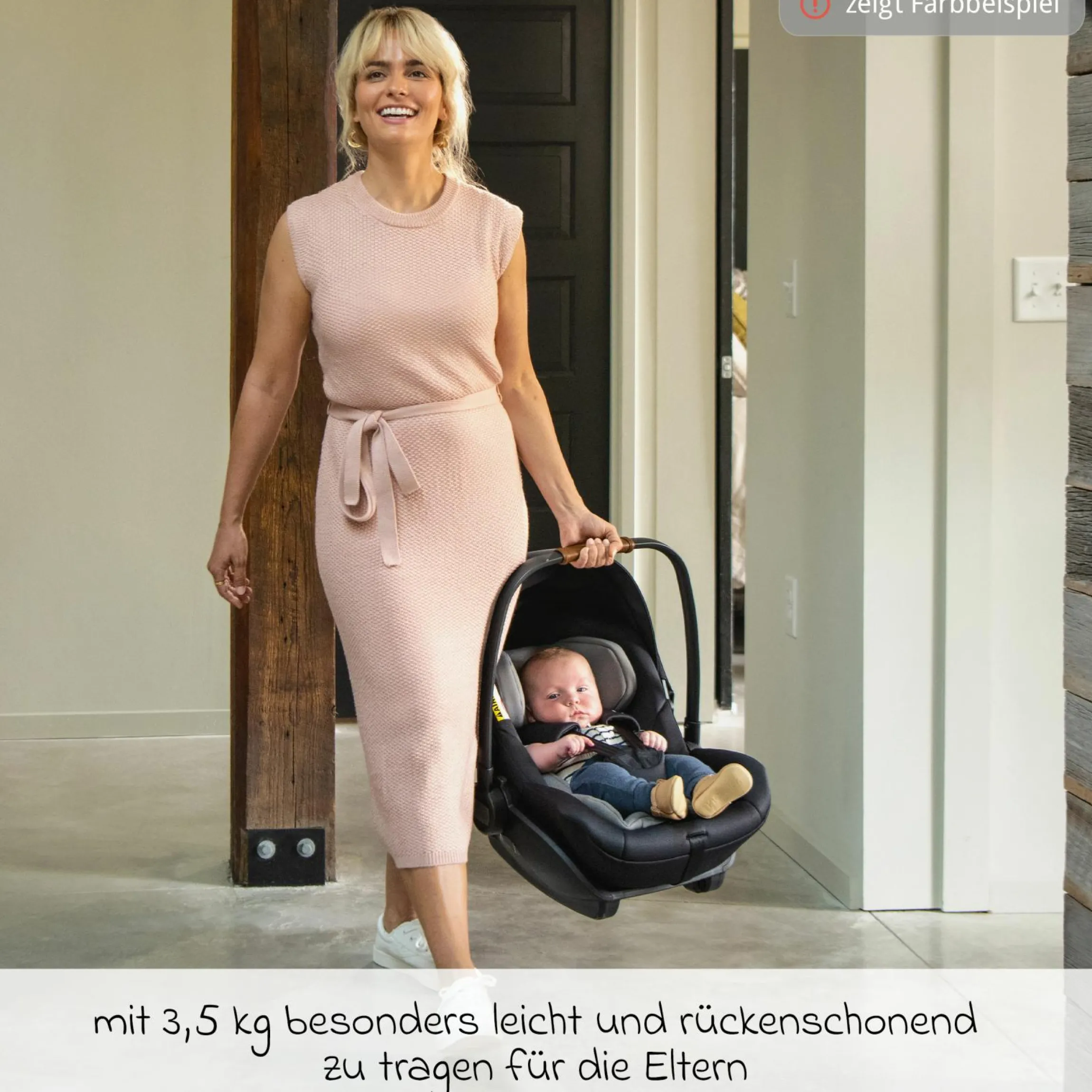 Babyschale ARRA next i-Size ab Geburt bis 13 kg (40 cm - 85 cm) Liegeposition 157° inkl. Sitzverkleinerer & Sonnenverdeck nur 3,5 kg - Cedar