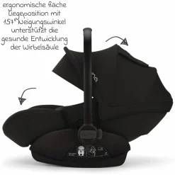 Babyschale ARRA next i-Size ab Geburt bis 13 kg (40 cm - 85 cm) Liegeposition 157° inkl. Sitzverkleinerer & Sonnenverdeck nur 3,5 kg - Caviar