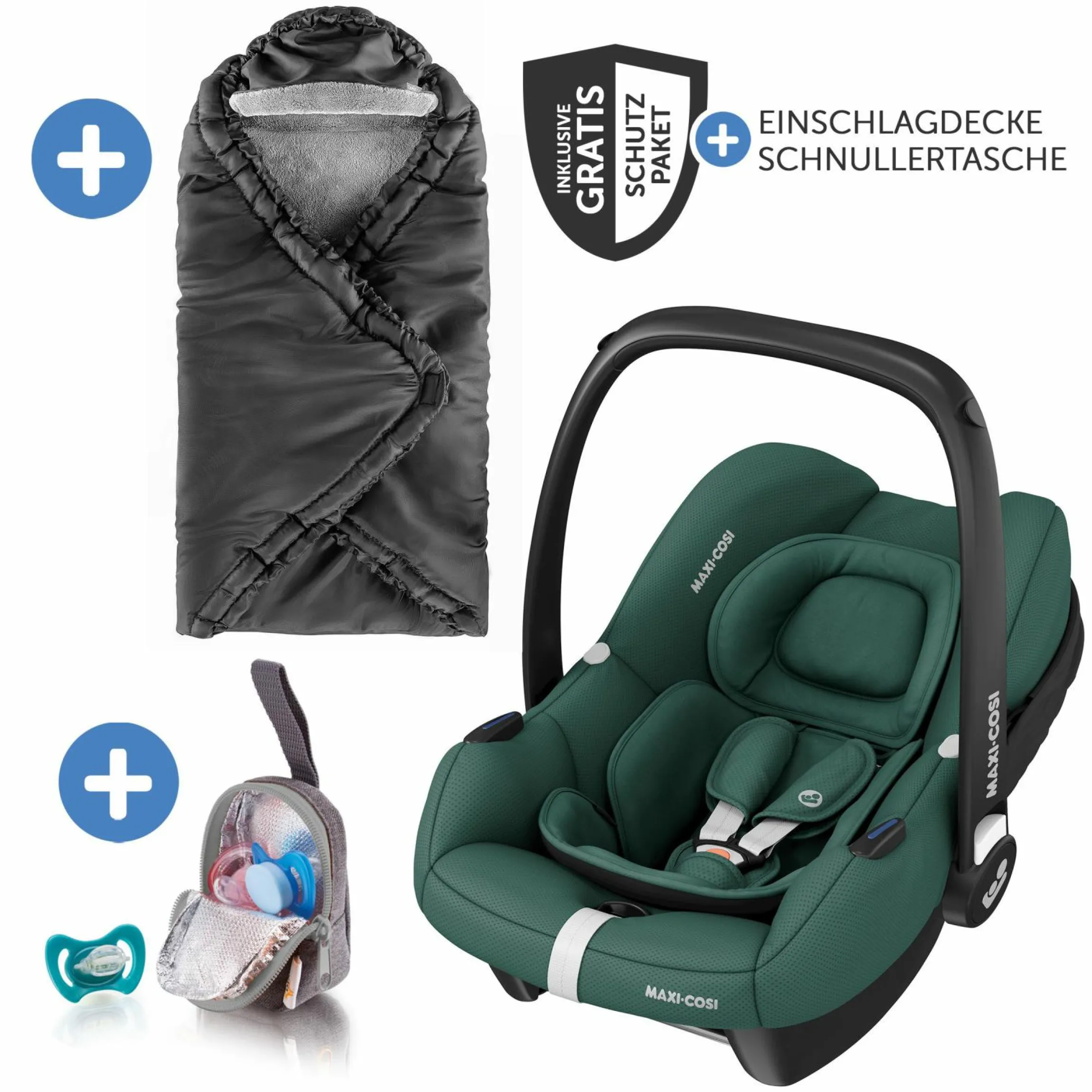 Babyschale CabrioFix i-Size ab Geburt-12 Monate (40-75 cm) inkl. Einschlagdecke & Schnullerbox - Essential Green - Kollektion 2025