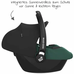 Babyschale CabrioFix i-Size ab Geburt - 12 Monate (40-75 cm) & Sitzverkleinerer, Sonnenverdeck inkl. Einschlagedecke Pusteblume - Essential Green - Kollektion 2025