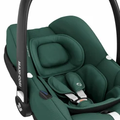 Babyschale CabrioFix i-Size ab Geburt - 12 Monate (40-75 cm) & Sitzverkleinerer, Sonnenverdeck inkl. Einschlagedecke Pusteblume - Essential Green - Kollektion 2025