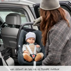 Babyschale CabrioFix i-Size ab Geburt - 12 Monate (40-75 cm) & Sitzverkleinerer, Sonnenverdeck - Essential Green - Kollektion 2025