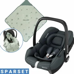 Babyschale CabrioFix i-Size ab Geburt - 12 Monate (40-75 cm) & Sitzverkleinerer, Sonnenverdeck inkl. Einschlagedecke Pusteblume - Essential Graphite - Kollektion 2025