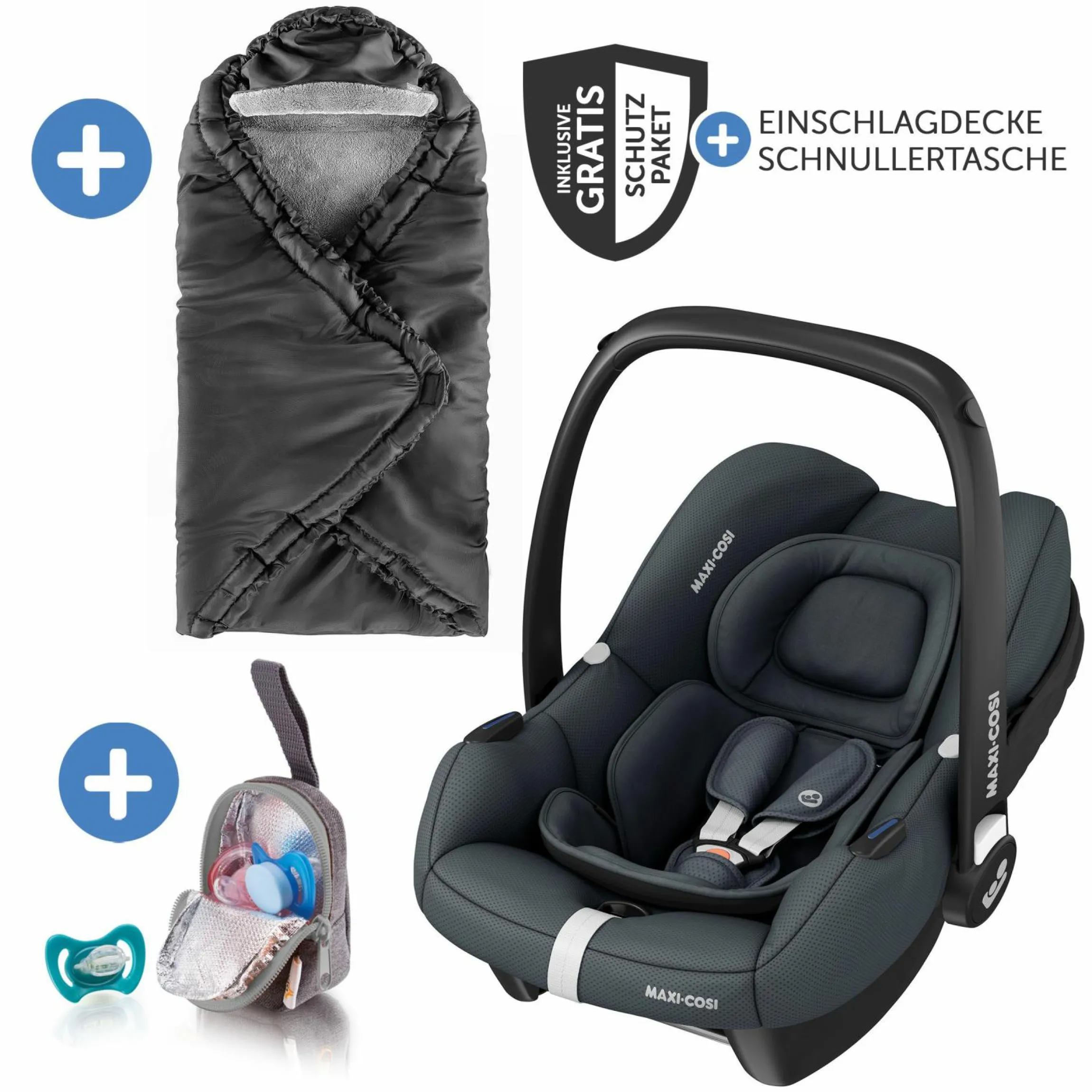 Babyschale CabrioFix i-Size ab Geburt-12 Monate (40-75 cm) inkl. Einschlagdecke & Schnullerbox - Essential Graphite - Kollektion 2025