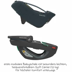 Babyschale Coral 360 i-Size ab Geburt bis 12 kg (40 cm - 75 cm) mit Soft Carrier & Sonnenverdeck - Essential Graphite