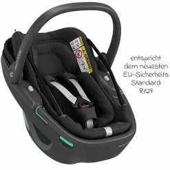 Babyschale Coral 360 i-Size ab Geburt bis 12 kg (40 cm - 75 cm) mit Soft Carrier & Sonnenverdeck - Essential Black