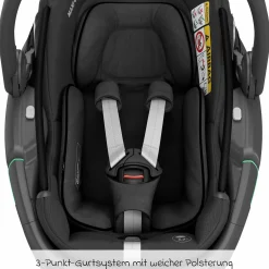 Babyschale Coral 360 i-Size ab Geburt bis 12 kg (40 cm - 75 cm) mit Soft Carrier & Sonnenverdeck - Essential Black