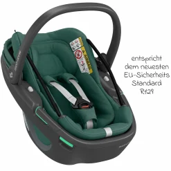 Babyschale Coral 360 i-Size ab Geburt bis 12 kg (40 cm - 75 cm) mit Soft Carrier & Sonnenverdeck - Essential Green
