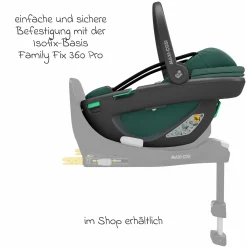 Babyschale Coral 360 i-Size ab Geburt bis 12 kg (40 cm - 75 cm) mit Soft Carrier & Sonnenverdeck - Essential Green