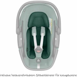 Babyschale Coral 360 i-Size ab Geburt bis 12 kg (40 cm - 75 cm) mit Soft Carrier & Sonnenverdeck - Essential Green