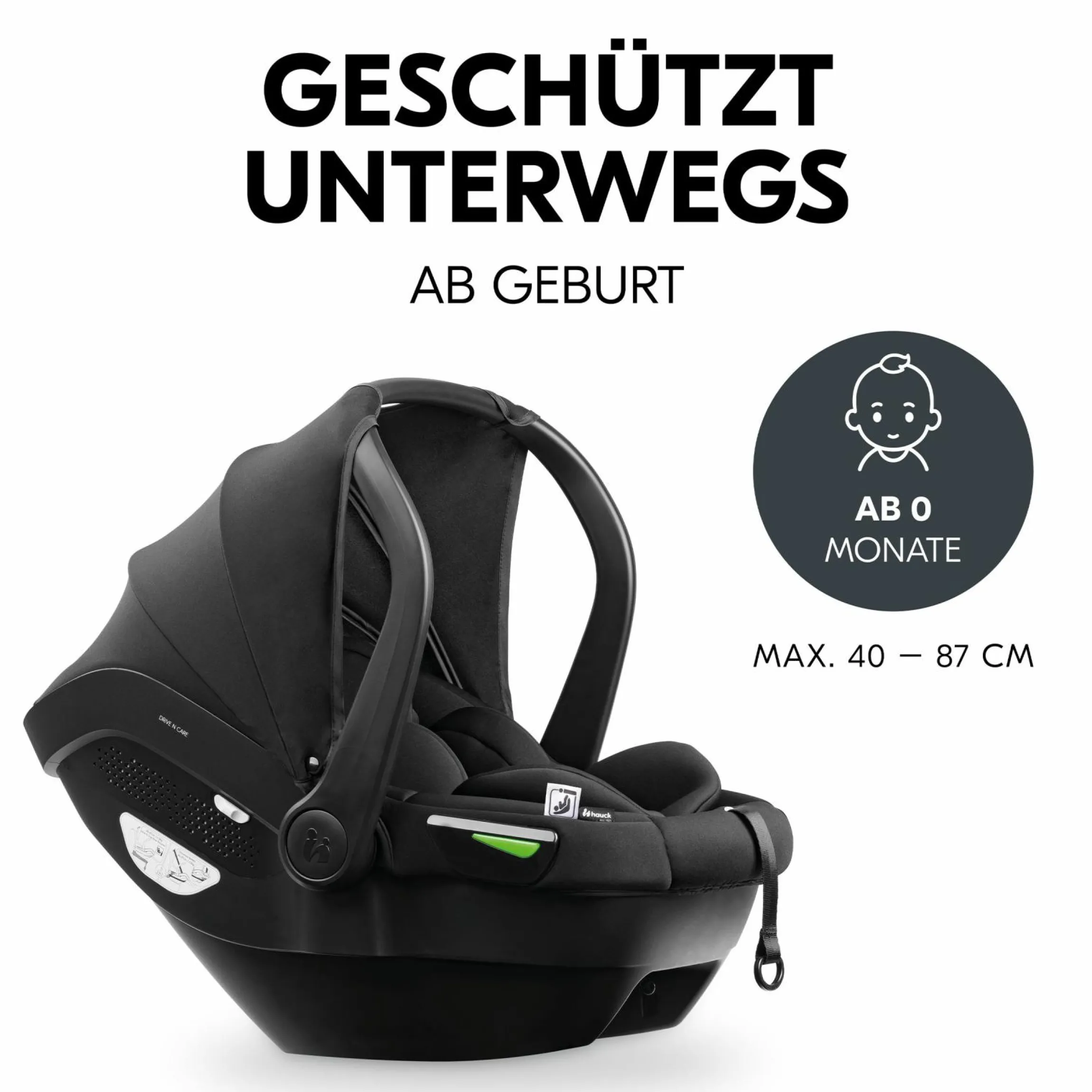 Babyschale Drive N Care i-Size ab Geburt bis 13 kg (40 - 87 cm) - Black