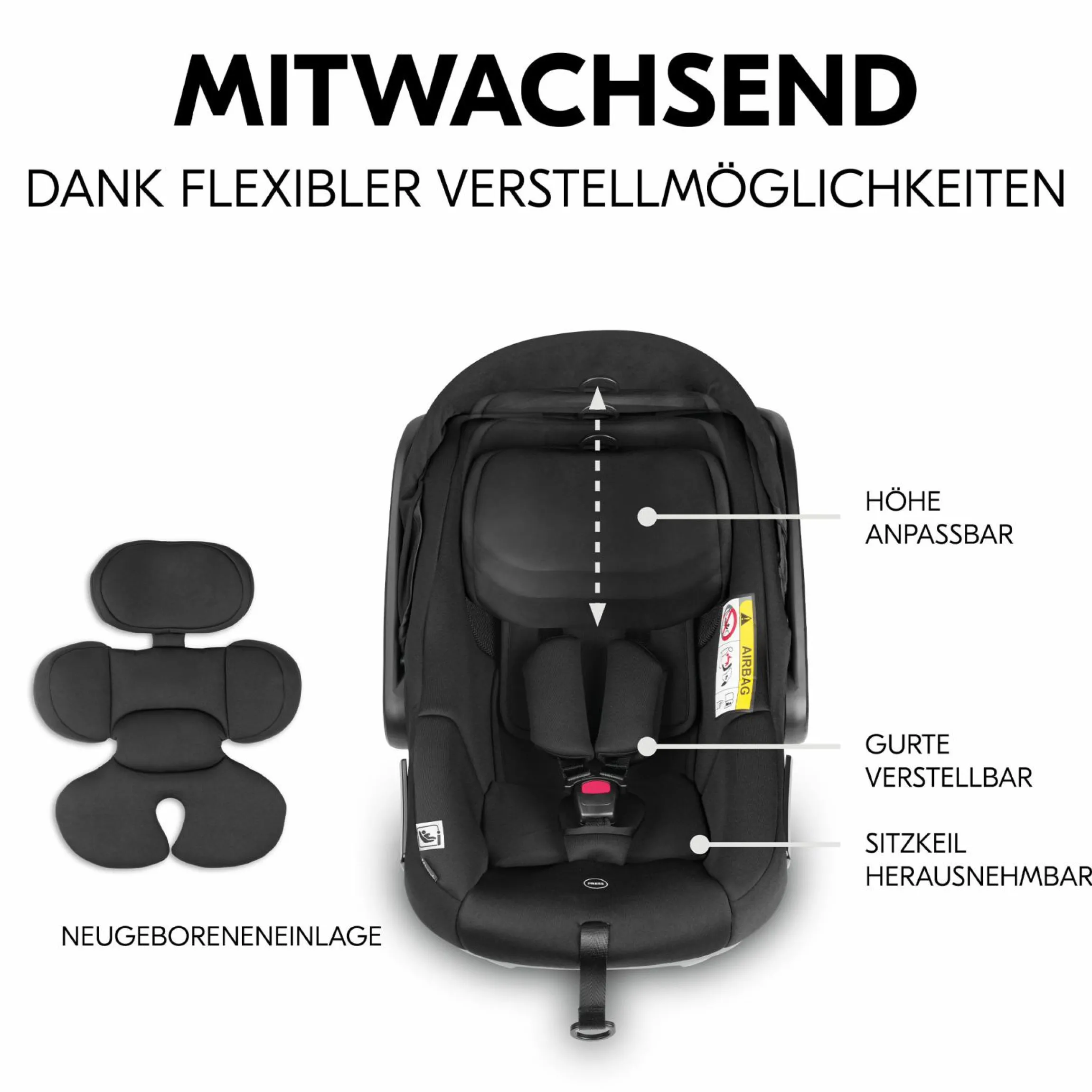 Babyschale Drive N Care i-Size ab Geburt bis 13 kg (40 - 87 cm) - Black