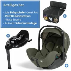 Babyschale I-Level Pro i-Size mit Isofix-Basisstation ab Geburt - 13 kg (40 cm -87 cm) mit Liegefunktuion, Sitzverkleinerer, Sonnenverdeck & Polsterschutz - Signature - Evergreen