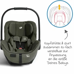 Babyschale I-Level Pro i-Size mit Isofix-Basisstation ab Geburt - 13 kg (40 cm -87 cm) mit Liegefunktuion, Sitzverkleinerer, Sonnenverdeck & Polsterschutz - Signature - Evergreen