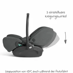 Babyschale I-Level Pro i-Size ab Geburt - 13 kg (40 cm -87 cm) mit Liegefunktuion, Sitzverkleinerer & Sonnenverdeck - Signature - Ebony