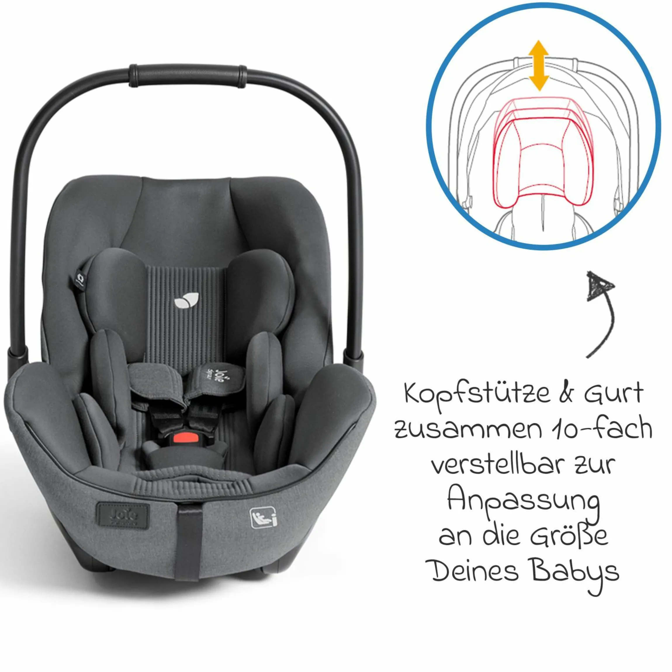 Babyschale I-Level Pro i-Size ab Geburt - 13 kg (40 cm -87 cm) mit Liegefunktuion, Sitzverkleinerer & Sonnenverdeck - Signature - Ebony