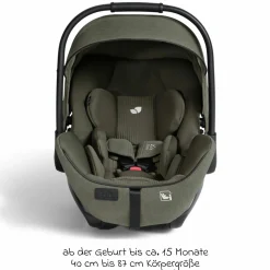 Babyschale I-Level Pro i-Size ab Geburt - 13 kg (40 cm -87 cm) mit Liegefunktuion, Sitzverkleinerer & Sonnenverdeck - Signature - Evergreen