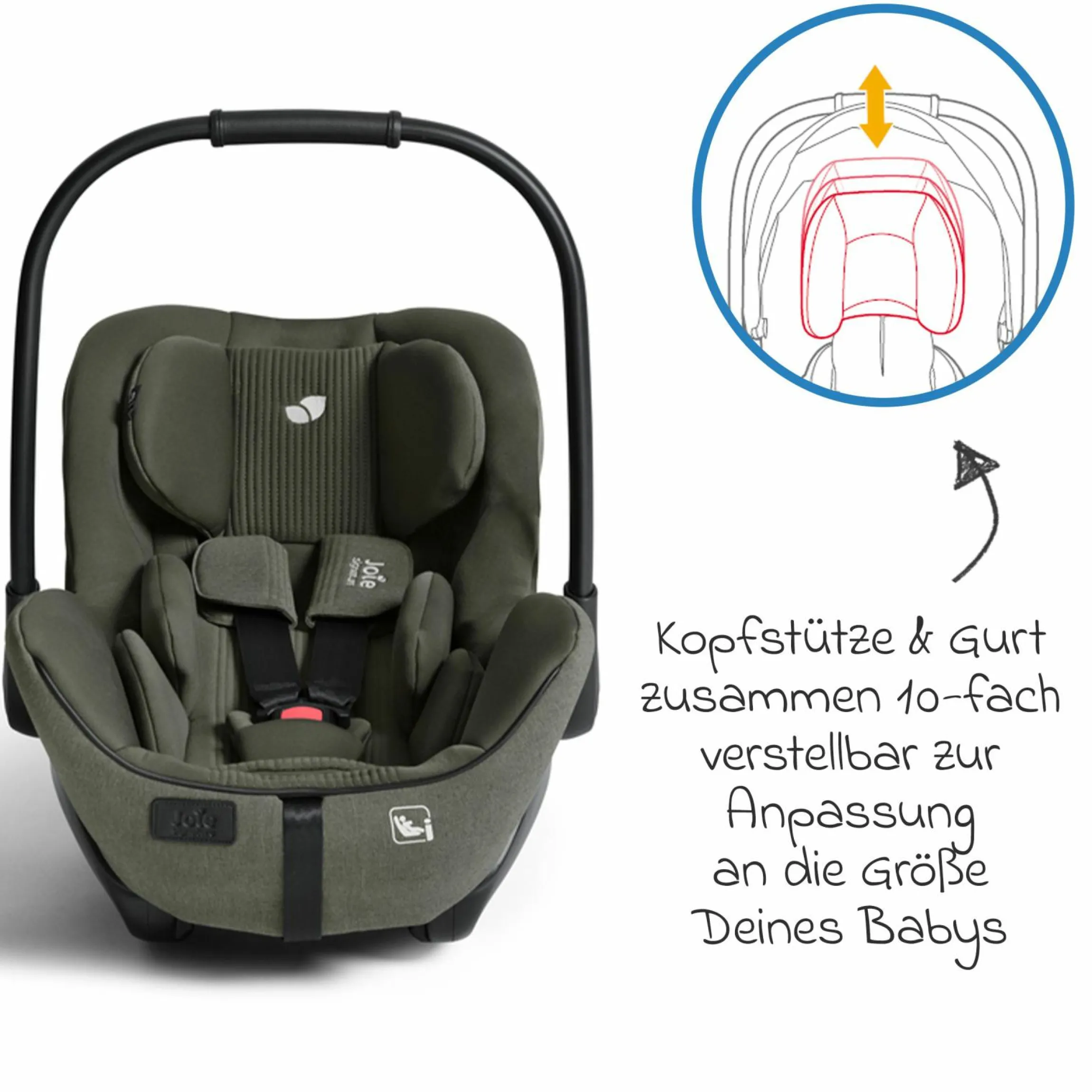 Babyschale I-Level Pro i-Size ab Geburt - 13 kg (40 cm -87 cm) mit Liegefunktuion, Sitzverkleinerer & Sonnenverdeck - Signature - Evergreen