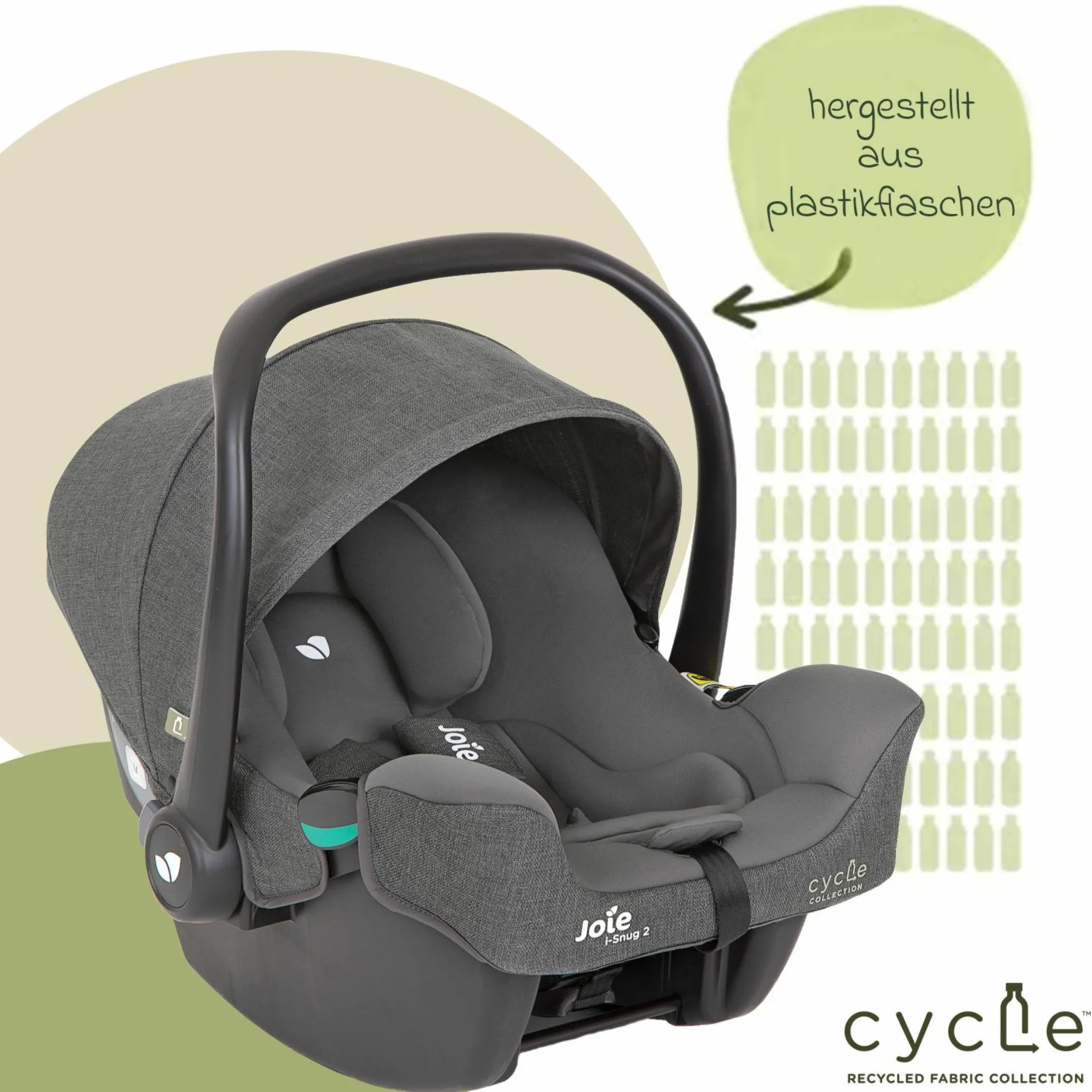 Babyschale i-Snug 2 i-Size ab Geburt-13 kg (40 cm-75 cm) inkl. Sitzverkleinerer nur 3,35 kg - Cycle Collection - Shell Gray