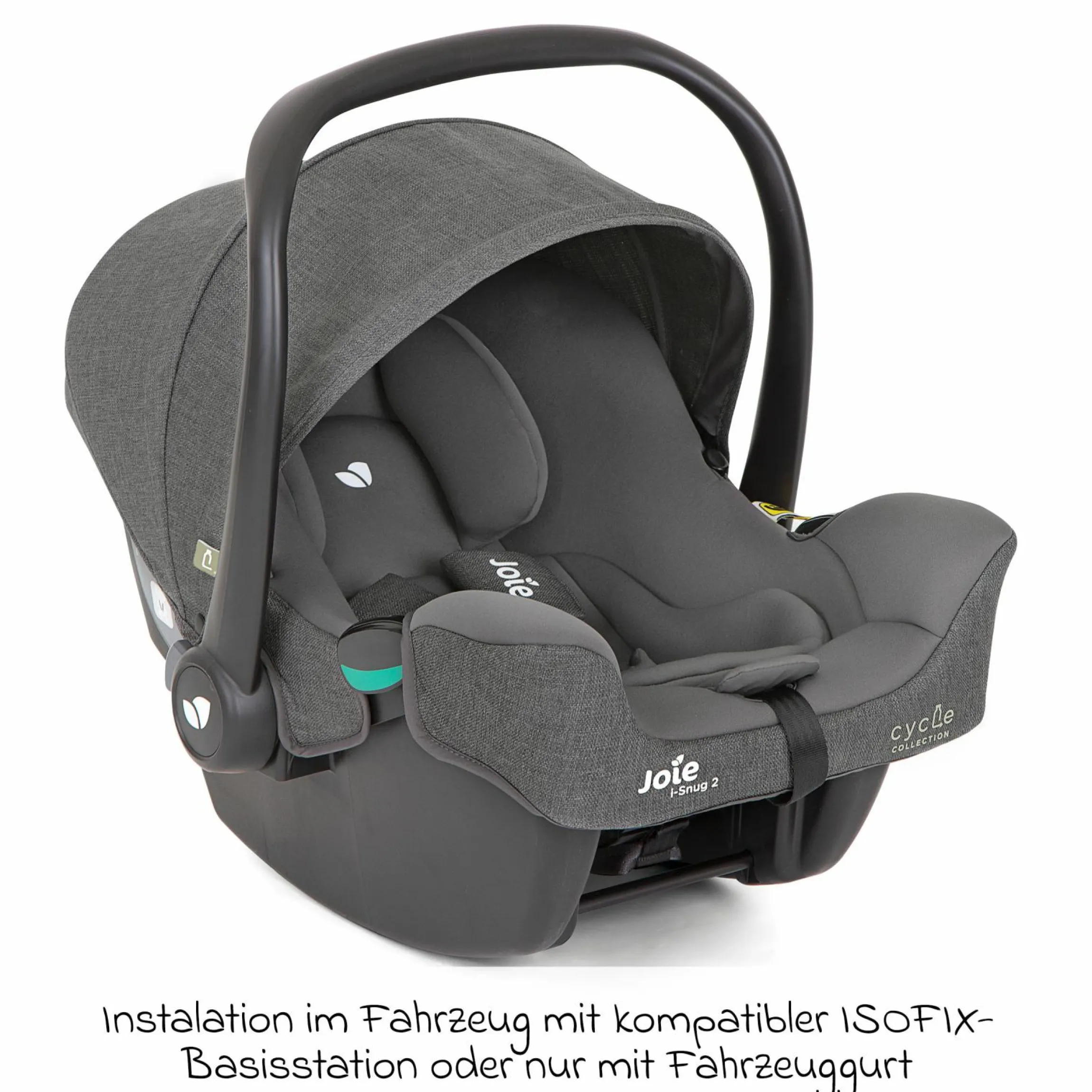 Babyschale i-Snug 2 i-Size ab Geburt-13 kg (40 cm-75 cm) inkl. Sitzverkleinerer nur 3,35 kg - Cycle Collection - Shell Gray