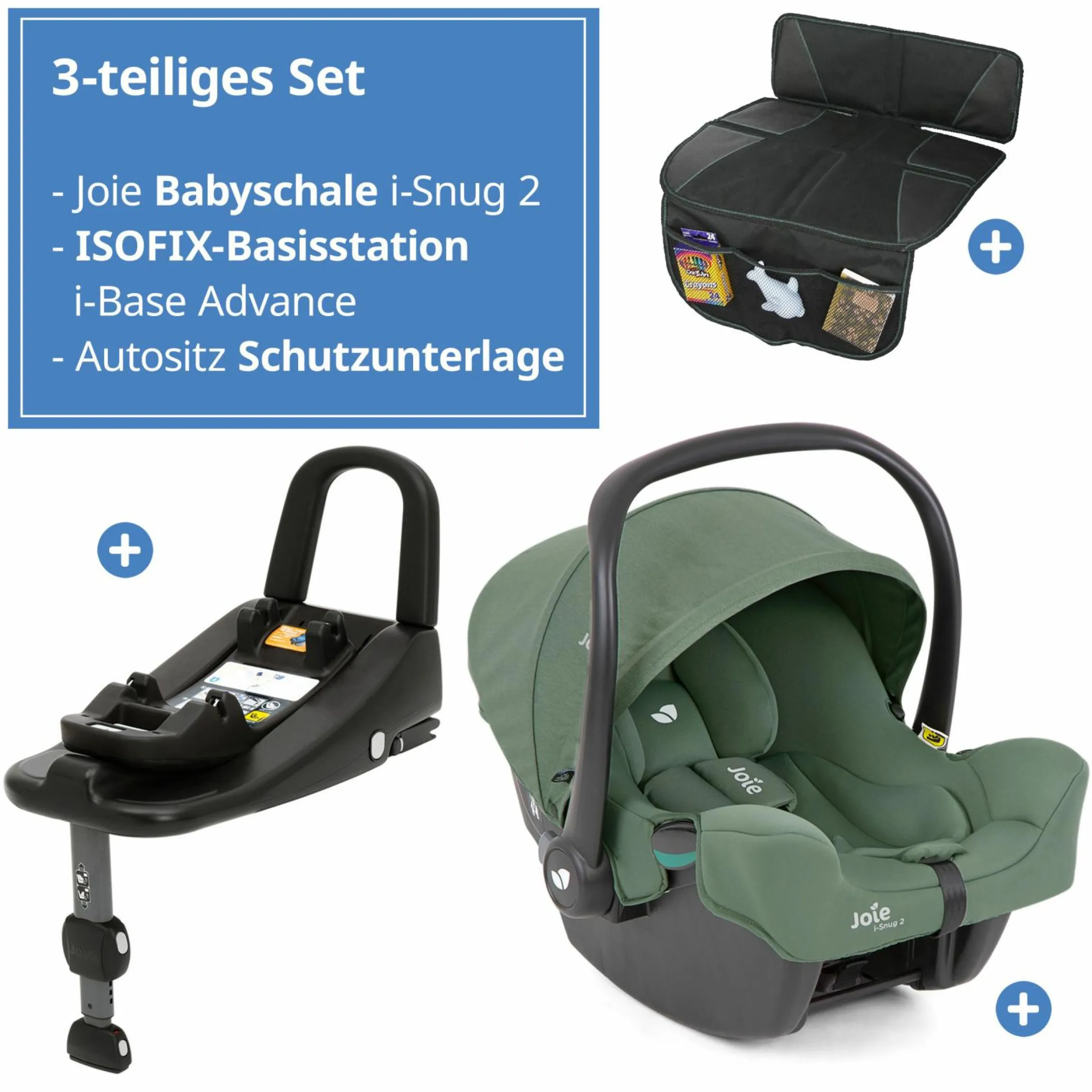 Babyschale i-Snug 2 i-Size mit Isofix-Basis ab Geburt-13 kg (40 cm-75 cm) inkl. Sitzverkleinerer nur 3,35 kg inkl. Polsterschutz - Laurel