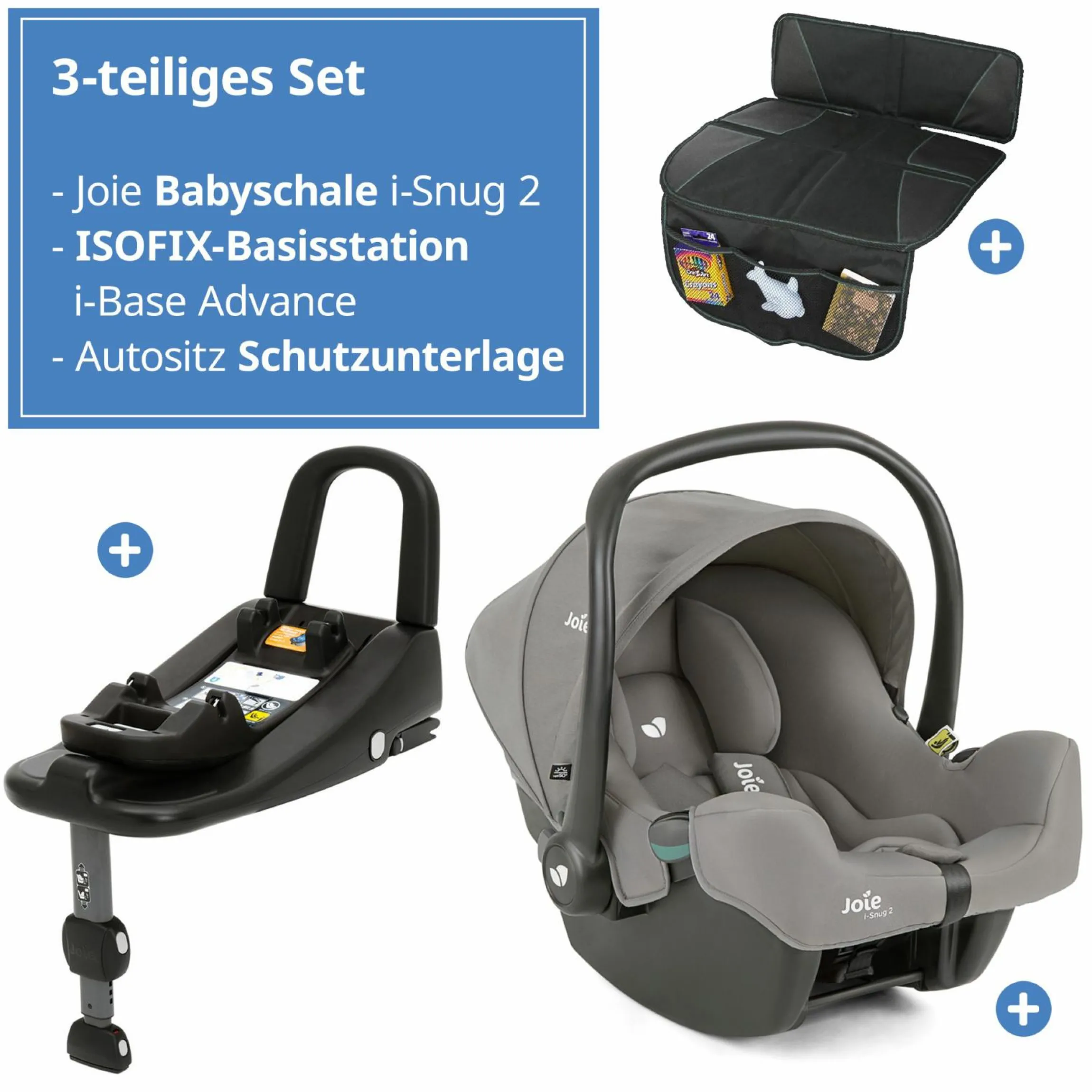 Babyschale i-Snug 2 i-Size mit Isofix-Basis ab Geburt-13 kg (40 cm-75 cm) inkl. Sitzverkleinerer nur 3,35 kg inkl. Polsterschutz - Pebble