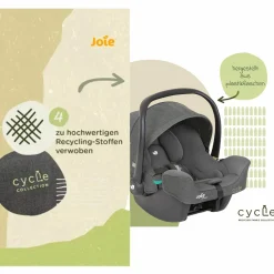 Babyschale i-Snug 2 i-Size mit Isofix-Basis ab Geburt-13 kg (40 cm-75 cm) inkl. Sitzverkleinerer nur 3,35 kg inkl. Polsterschutz - Cycle Collection - Shell Grey