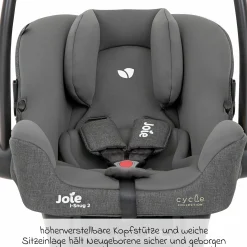 Babyschale i-Snug 2 i-Size mit Isofix-Basis ab Geburt-13 kg (40 cm-75 cm) inkl. Sitzverkleinerer nur 3,35 kg inkl. Polsterschutz - Cycle Collection - Shell Grey