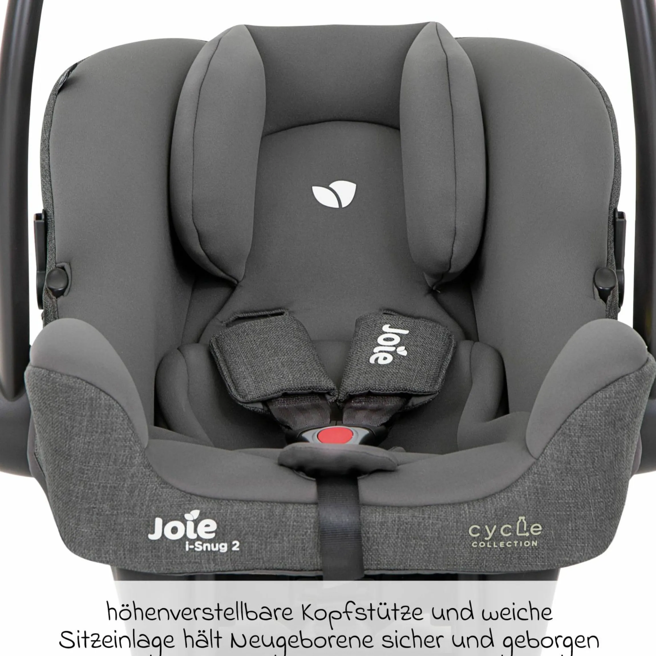 Babyschale i-Snug 2 i-Size mit Isofix-Basis ab Geburt-13 kg (40 cm-75 cm) inkl. Sitzverkleinerer nur 3,35 kg inkl. Polsterschutz - Cycle Collection - Shell Grey