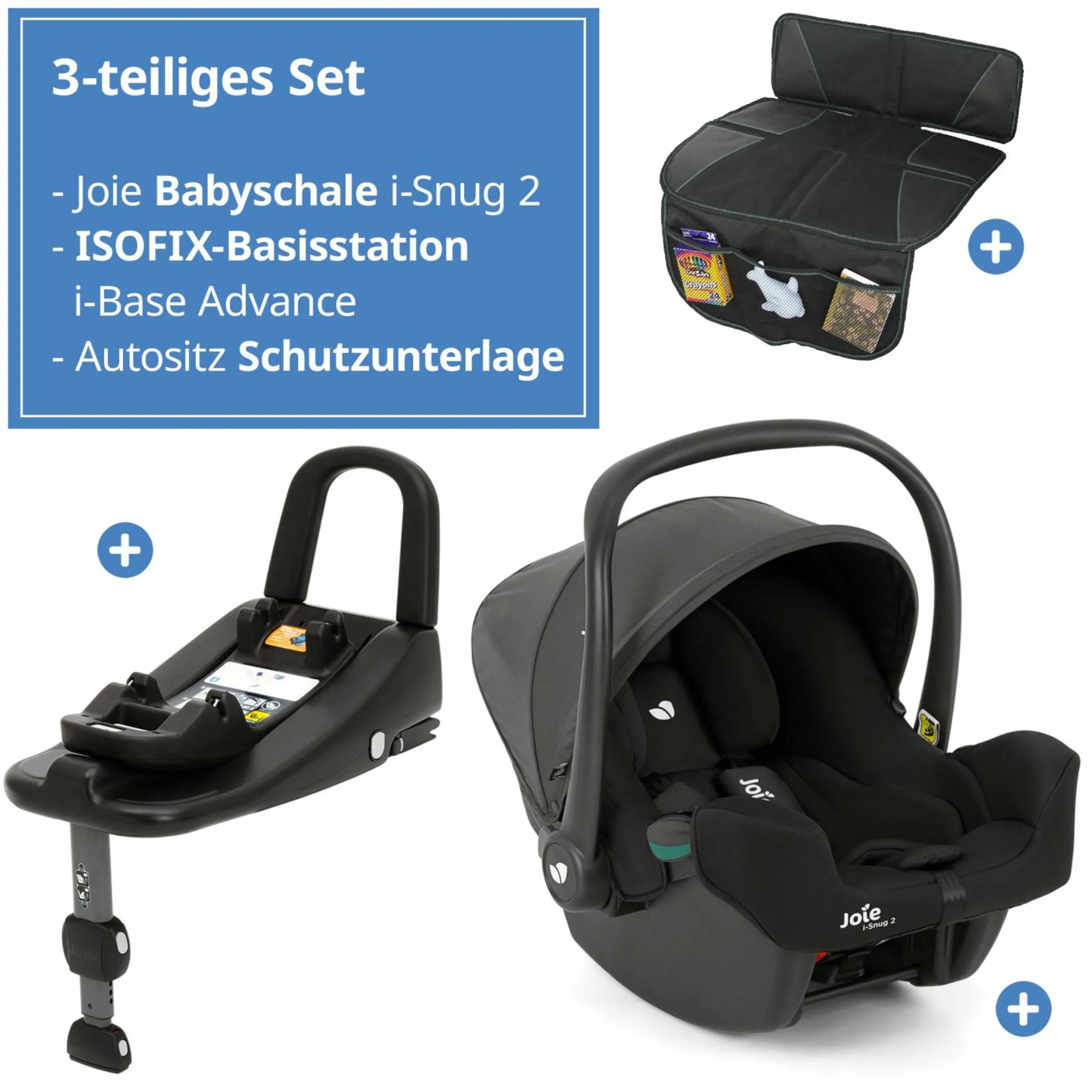 Babyschale i-Snug 2 i-Size mit Isofix-Basis ab Geburt-13 kg (40 cm-75 cm) inkl. Sitzverkleinerer nur 3,35 kg inkl. Polsterschutz - Shale