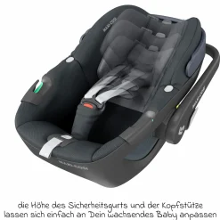Babyschale Pebble 360 i-Size drehbar ab Geburt - 15 Monate (40 cm - 83 cm) inkl. Isofix-Basis FamilyFix 360 & Rückenlehnenschutz - Essential Graphite