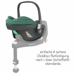 Babyschale Pebble 360 i-Size drehbar ab Geburt - 15 Monate (40 cm - 83 cm) inkl. Isofix-Basis FamilyFix 360, Schutzunterlage & Schmusetuch - Essential Green - Kollektion 2025