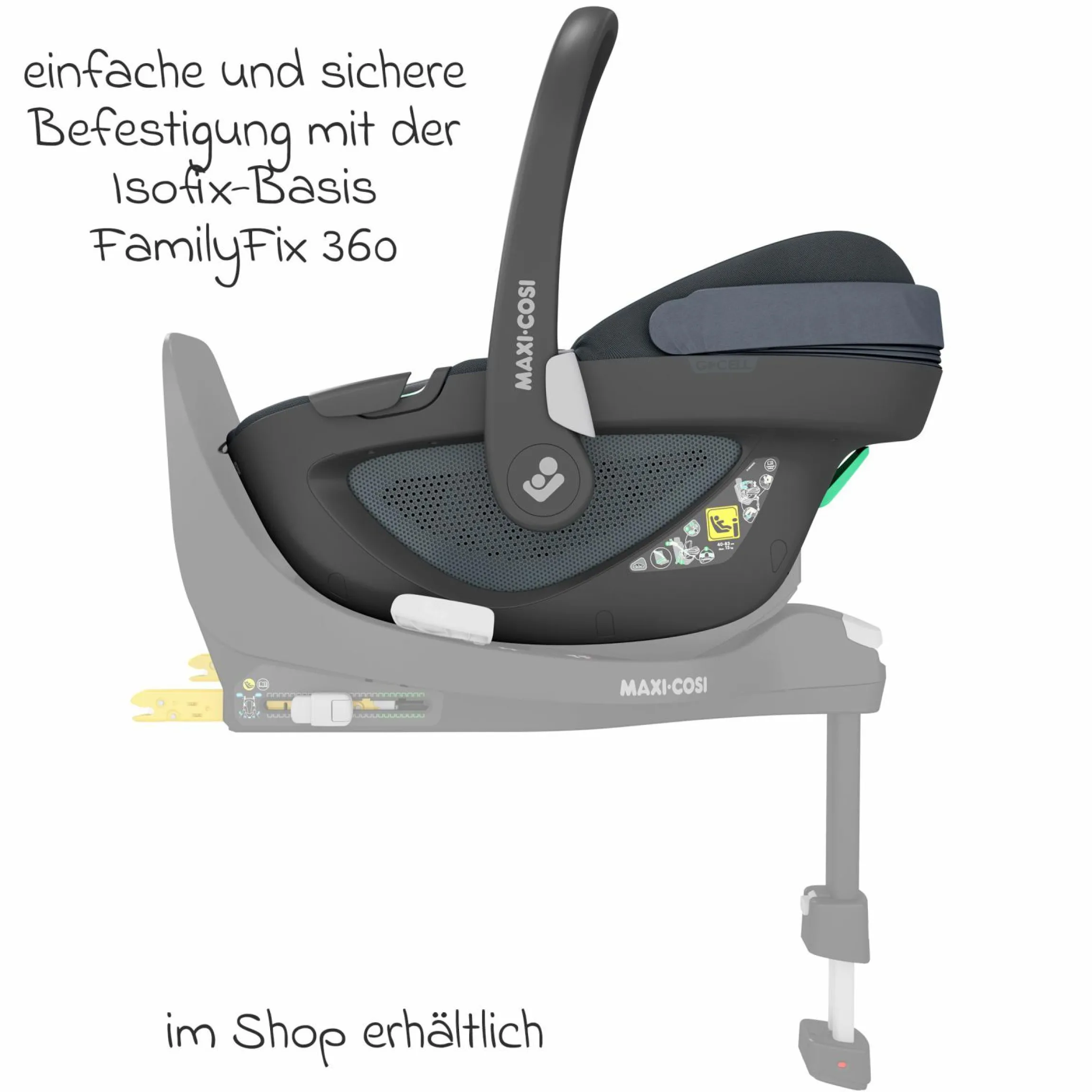 Babyschale Pebble 360 i-Size drehbar ab Geburt - 15 Monate (40 cm - 83 cm) ClimaFlow, Easy-in Gurtsystem & G-Cell Seitenaufpralltechnologie - Essential Graphite - Kollektion 2025